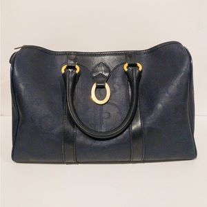 Vintage Rare Christian Dior Navy Logogram Travel Handbag
